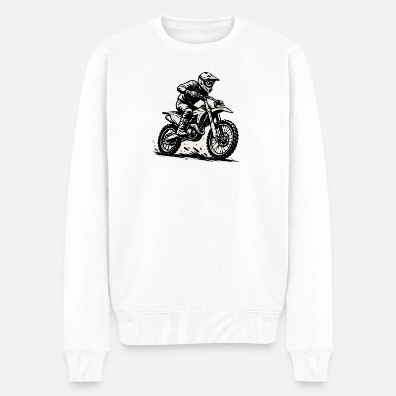 Motocross Fahrer Illustration in Action - Männer Premium Bio Pullover - Weiß