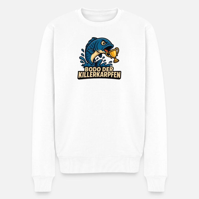 Killerkarpfen Siegersieg Motiv - Männer Premium Bio Pullover - Weiß