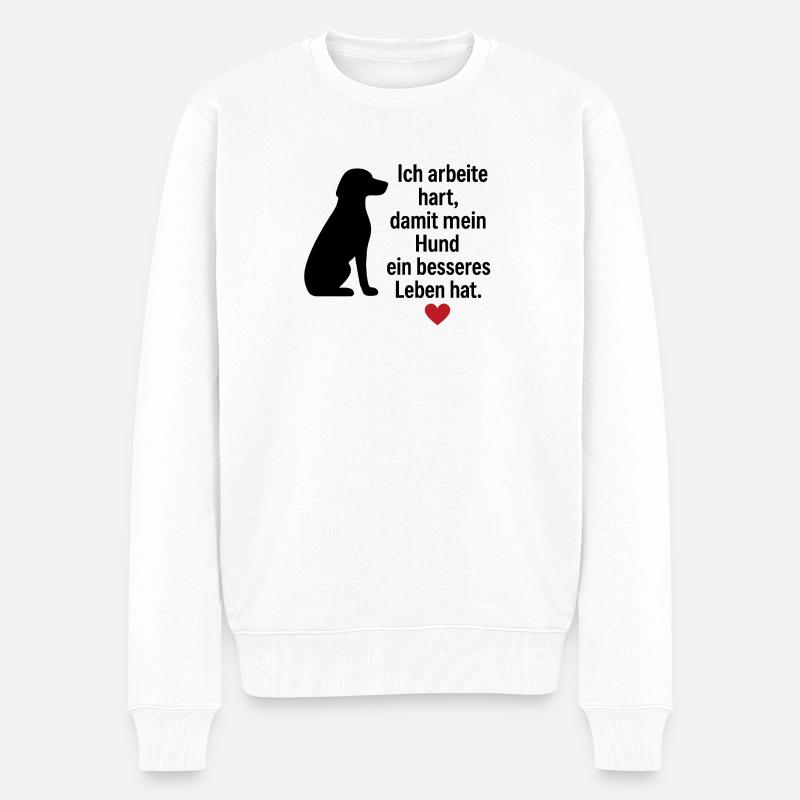 lustiges-hundeshirt-ich-arbeite-hart-hund.png - Männer Premium Bio Pullover - Weiß