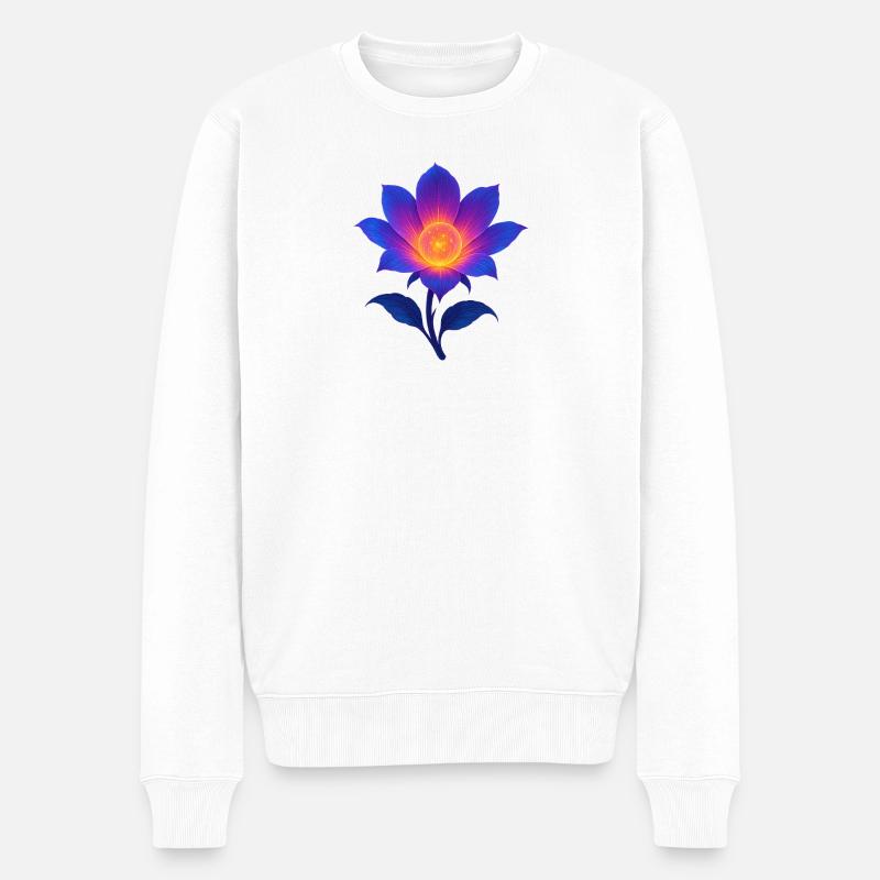 Neon-Nacht-Lotus - Männer Premium Bio Pullover - Weiß