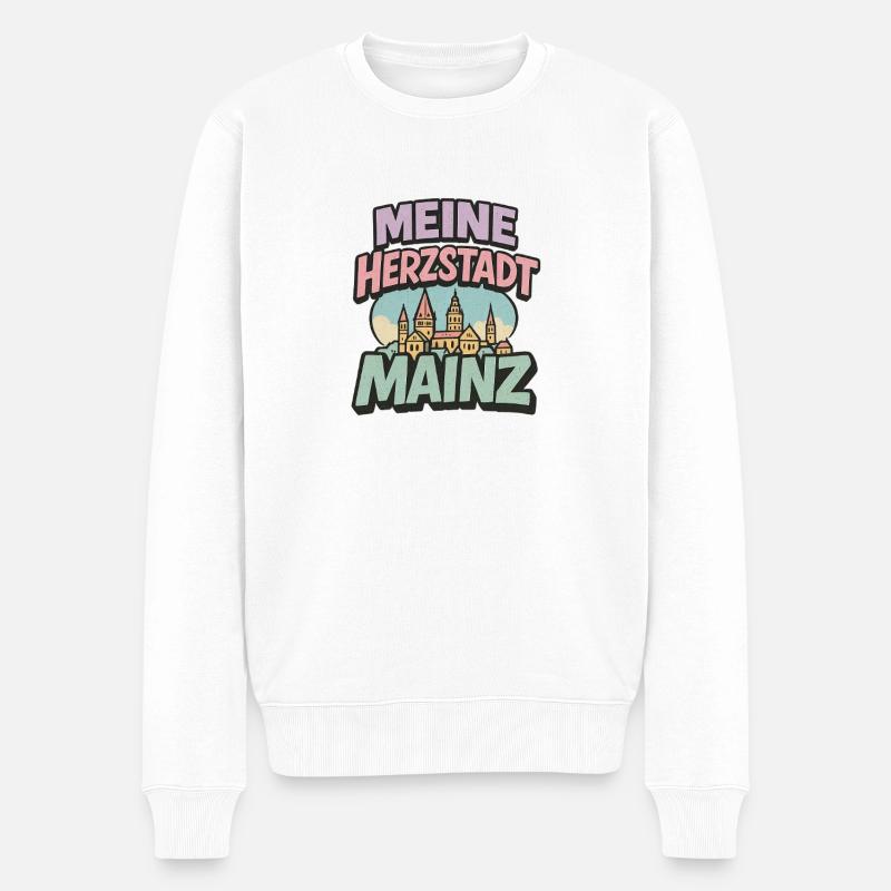 Mainz Herzstadt  - Männer Premium Bio Pullover - Weiß