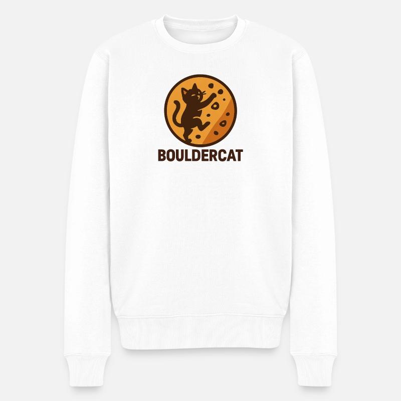 BoulderCat - Männer Premium Bio Pullover - Weiß