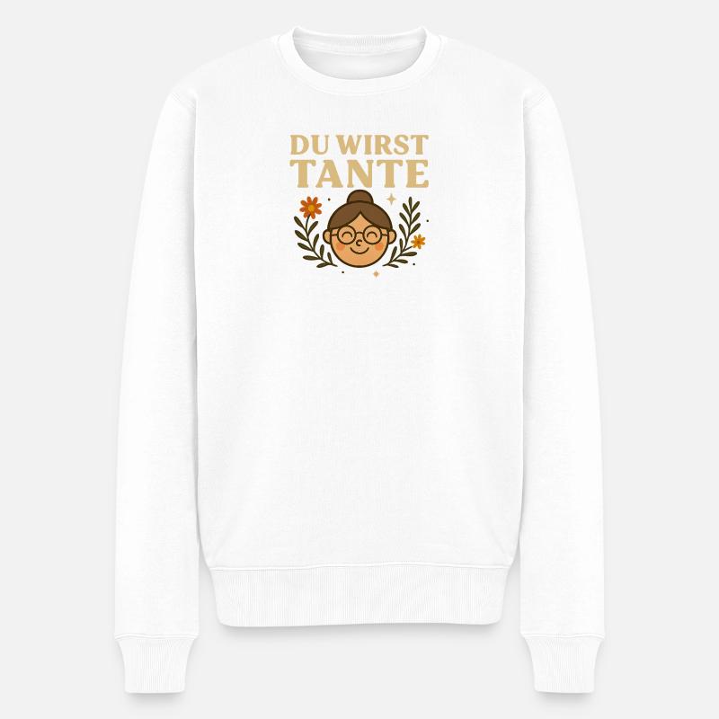 Tu vas devenir tante - illustration joyeuse de grand-mère - Pull Premium bio Homme - blanc
