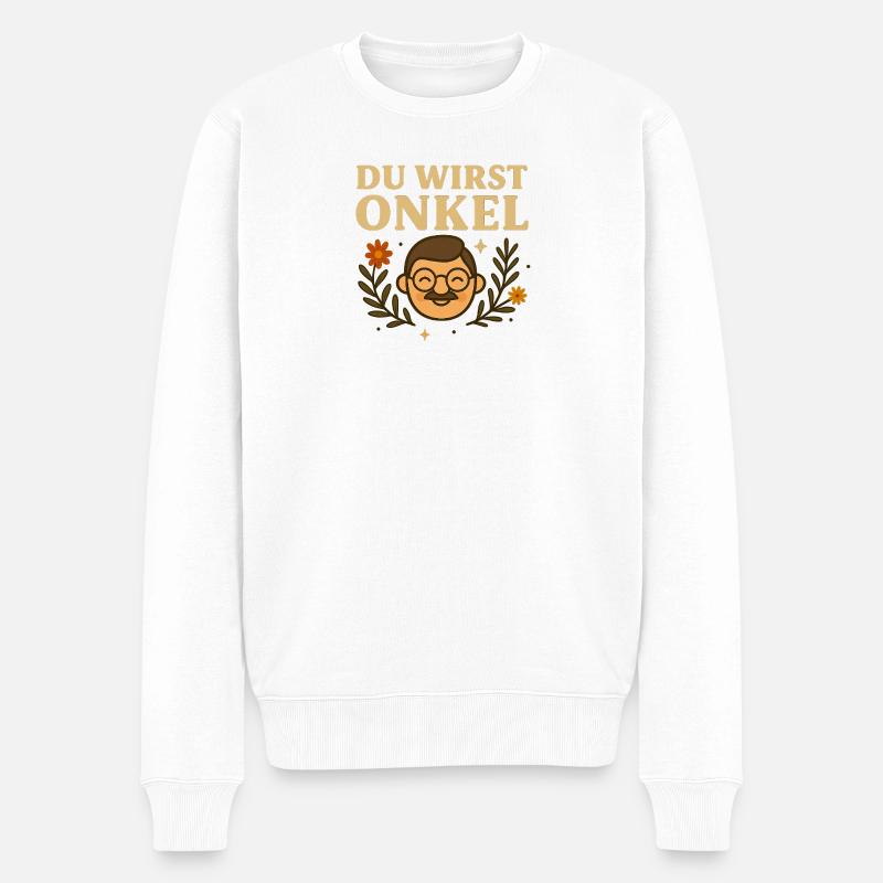 Du wirst Onkel Jubelbild - Männer Premium Bio Pullover - Weiß