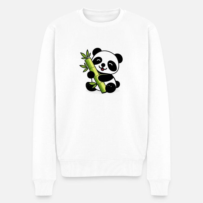 Panda-Bambus-Weichkalk - Männer Premium Bio Pullover - Weiß