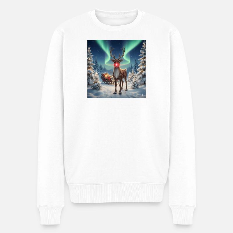 Rudolph im Polarwald - Männer Premium Bio Pullover - Weiß