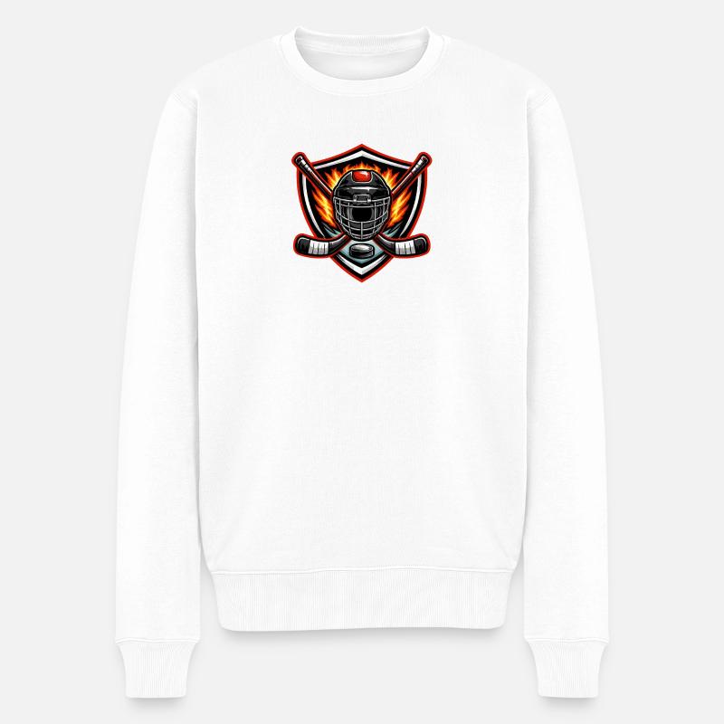  Shield Hockey Wappen - Männer Premium Bio Pullover - Weiß