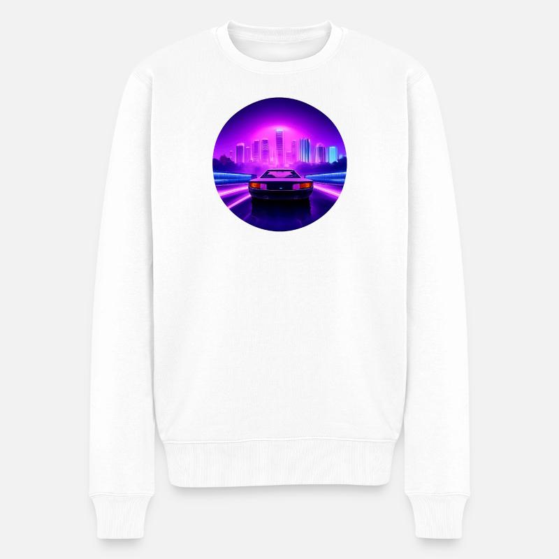 Neon City Drive Auto - Männer Premium Bio Pullover - Weiß