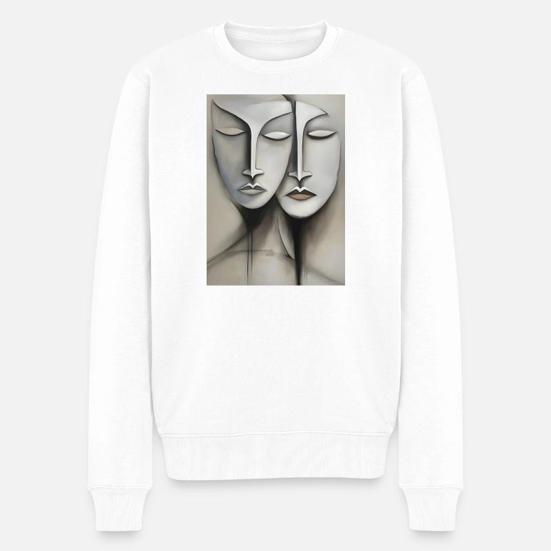 Gesichter, faces - Männer Premium Bio Pullover - Weiß
