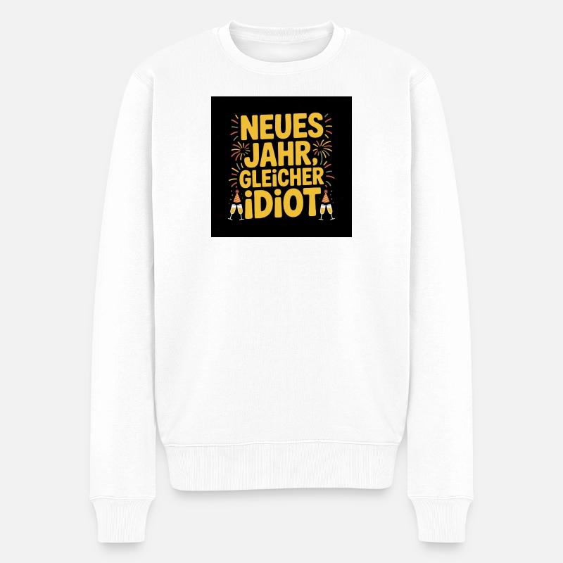Neues Jahr, gleicher Idiot - Männer Premium Bio Pullover - Weiß