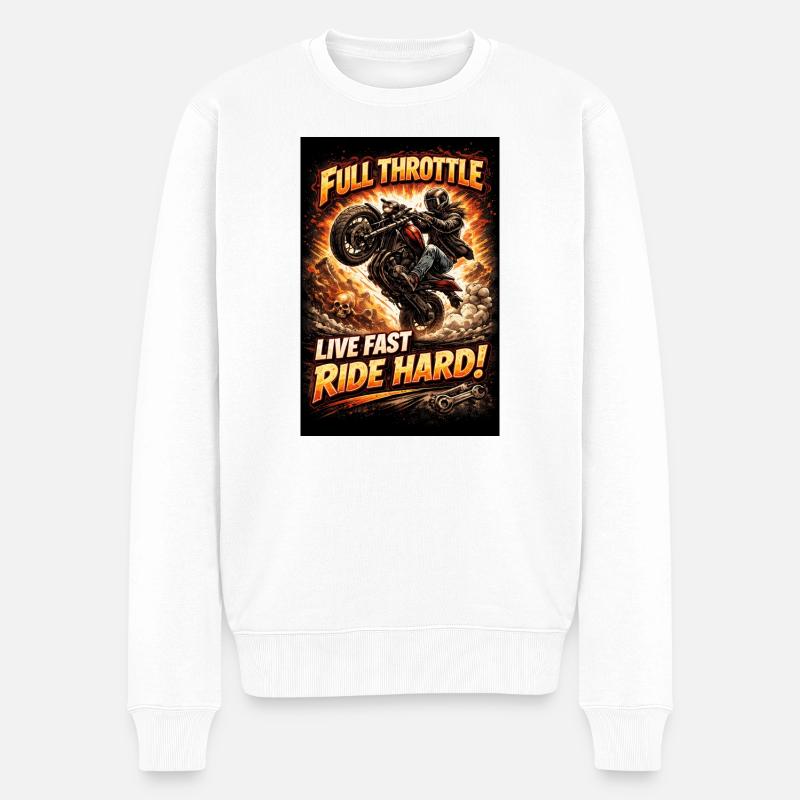 Pleine accélération : Incendie de moto - Pull Premium bio Homme - blanc
