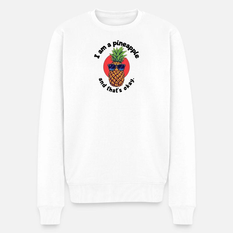 Pineapple mit Sonnenbrille - Männer Premium Bio Pullover - Weiß