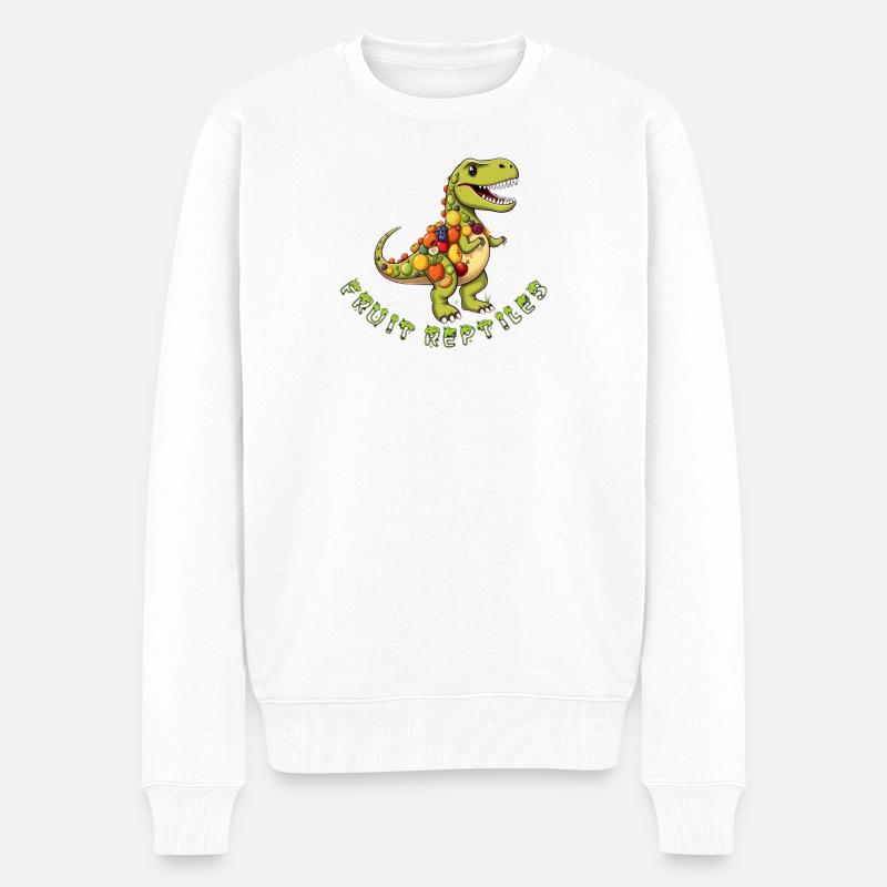 Frucht-Dino mit Obstkranz - Männer Premium Bio Pullover - Weiß