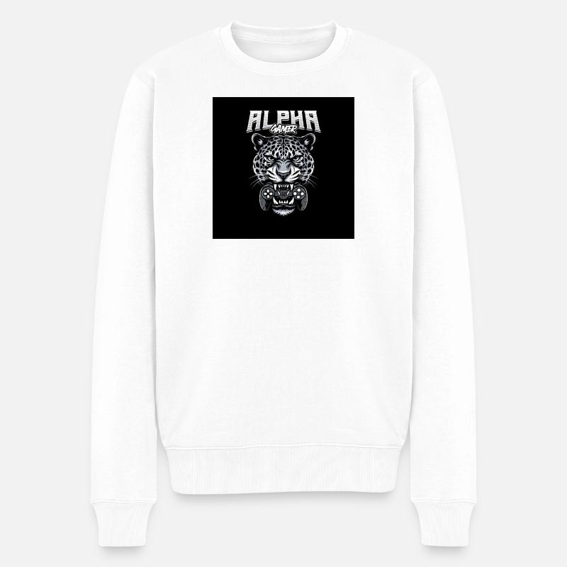 Alpha Gamer Jaguar - Männer Premium Bio Pullover - Weiß