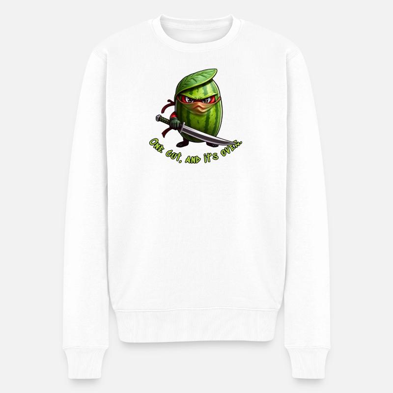 Wassermelone Ninja mit Schwert - Männer Premium Bio Pullover - Weiß
