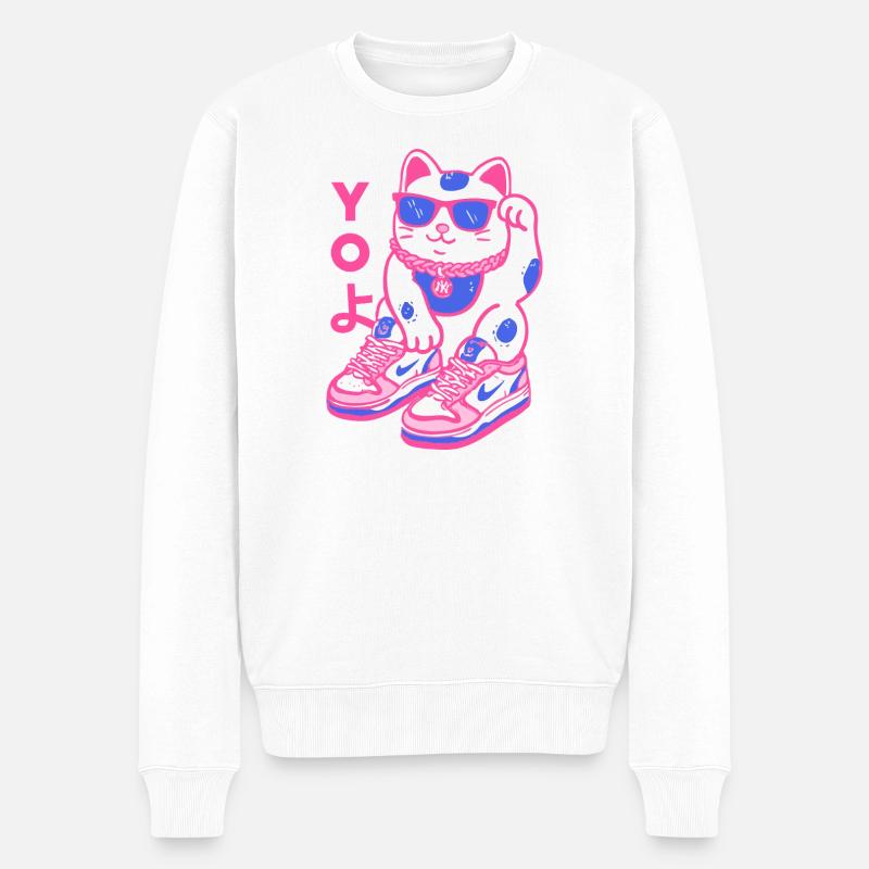 Neon Maneki Sneaker Chat - Pull Premium bio Homme - blanc