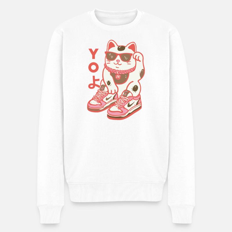 Sunny Cat Sneaker Squad - Männer Premium Bio Pullover - Weiß