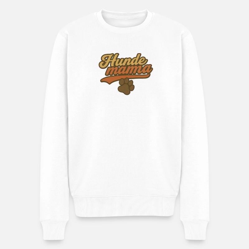 Hundemama Vintage Pfoten - Männer Premium Bio Pullover - Weiß