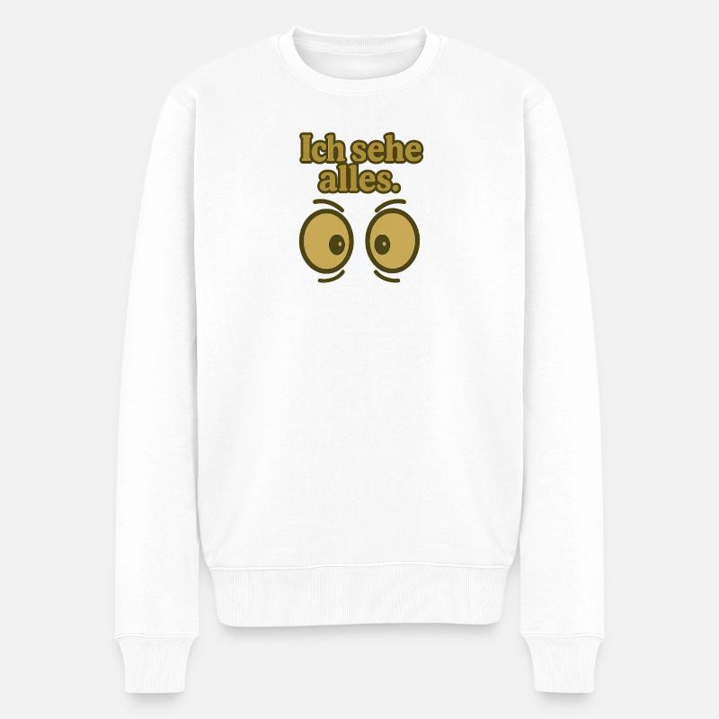 Ich sehe alles Augenprint - Männer Premium Bio Pullover - Weiß