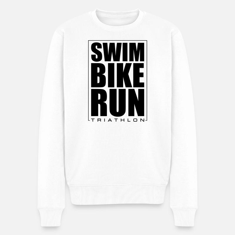 Triathlon Schwimmen Laufen Radfahren - Männer Premium Bio Pullover - Weiß