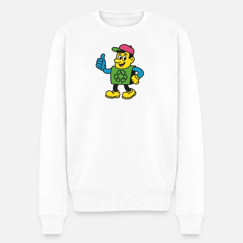 Recycle Hero Maskottchen-Tee - Männer Premium Bio Pullover - Weiß