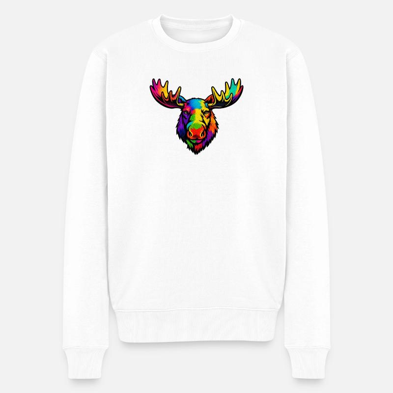 La tête de l’orignal arc-en-ciel - Pull Premium bio Homme - blanc