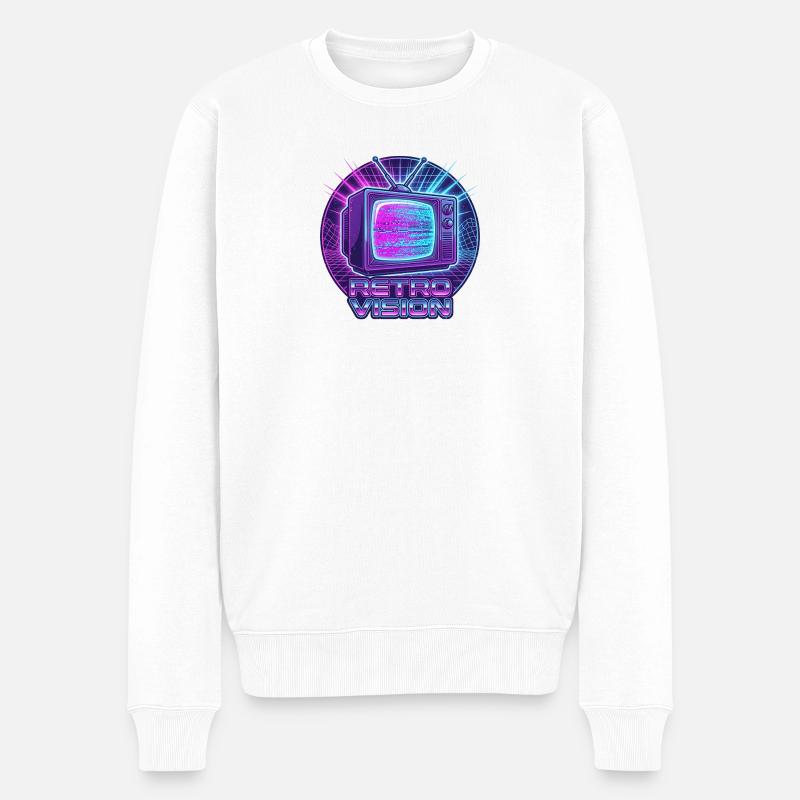 Rétro Vision Neon TV - Pull Premium bio Homme - blanc