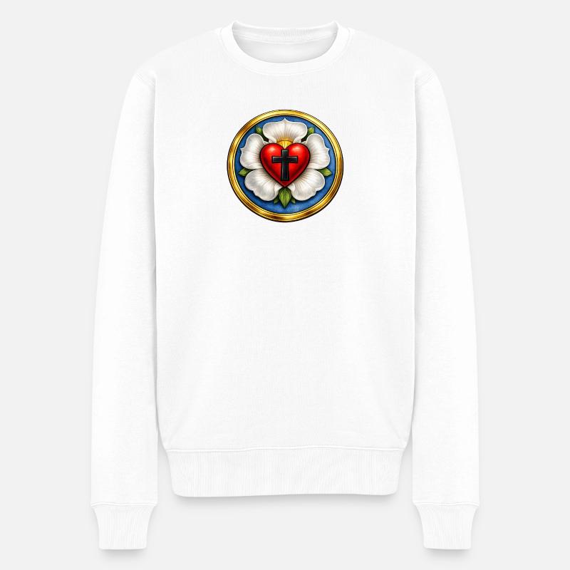 Martin-Luther-Rose - Männer Premium Bio Pullover - Weiß