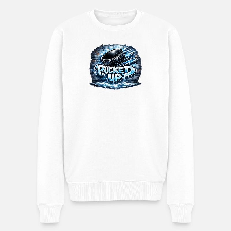 Hockey graffiti avec des rondelles - Pull Premium bio Homme - blanc