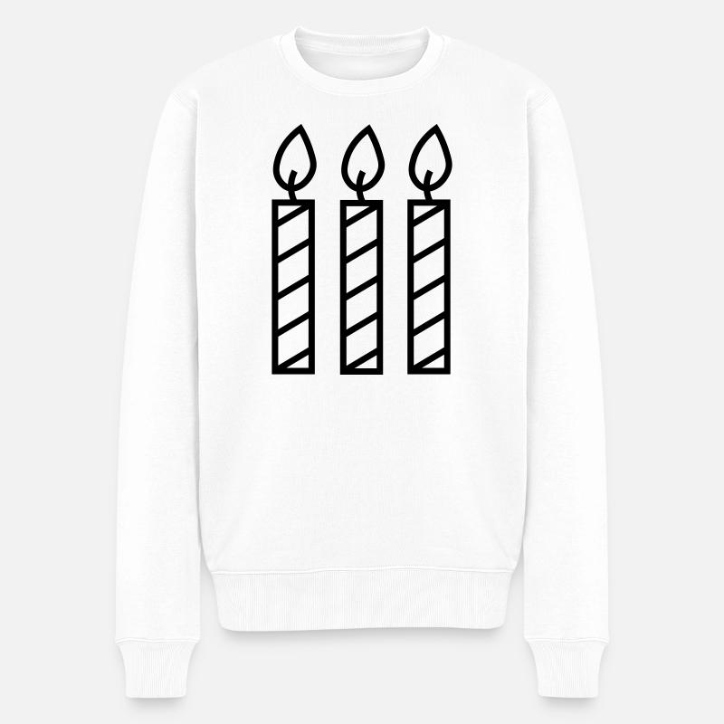 Drei_Kerzen_ohne_Text - Männer Premium Bio Pullover - Weiß