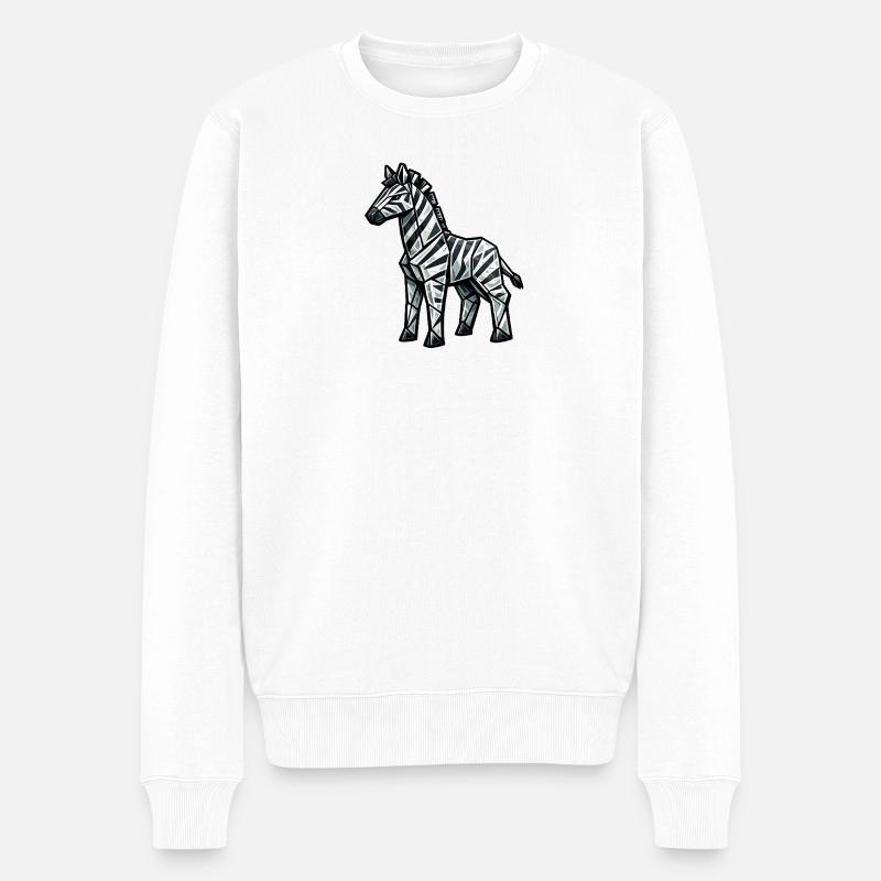 Geometrische Zebra-Silhouette - Männer Premium Bio Pullover - Weiß