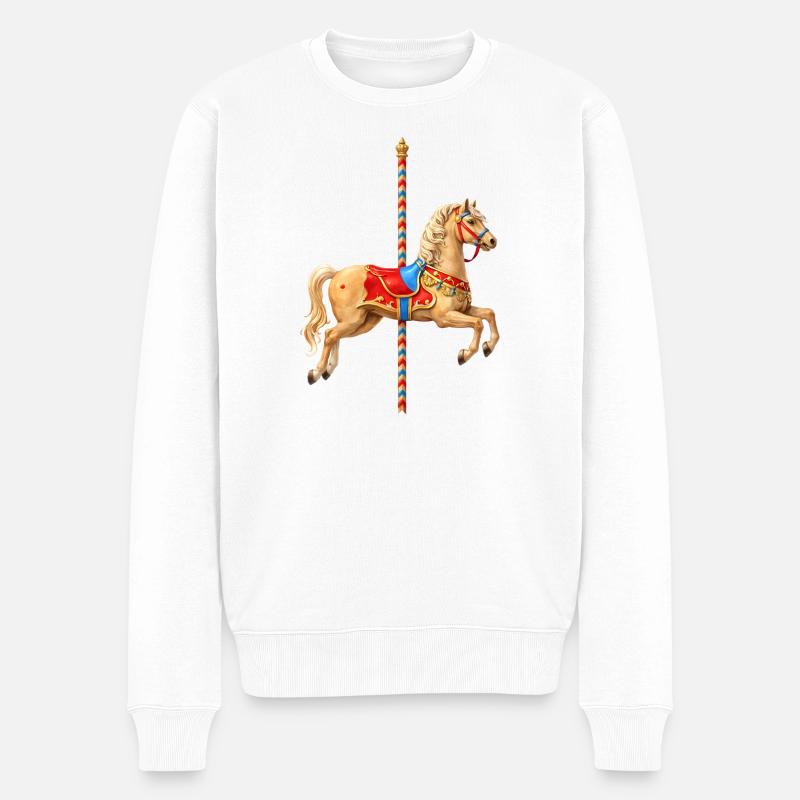 Illustration classique de cheval de carrousel - Pull Premium bio Homme - blanc