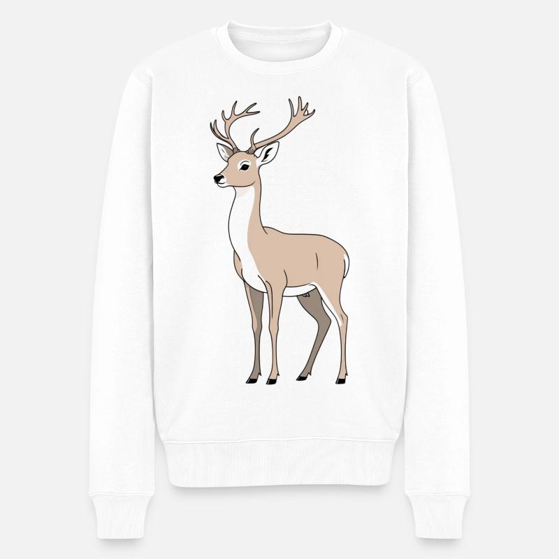 Cerf aux bois élégants - Pull Premium bio Homme - blanc