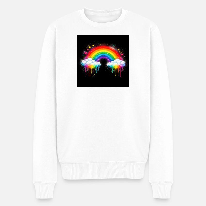 Chute de graffiti de nuages arc-en-ciel - Pull Premium bio Homme - blanc