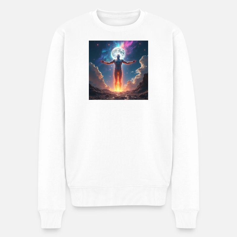 Mondfeuer Muskelheld - Männer Premium Bio Pullover - Weiß