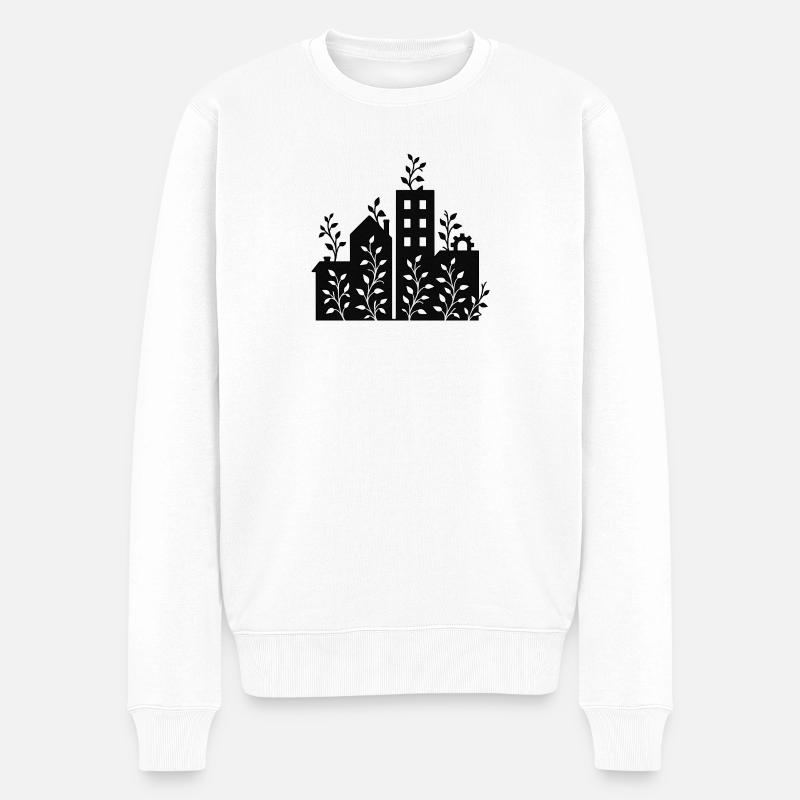 Stadtsilhouette - Männer Premium Bio Pullover - Weiß