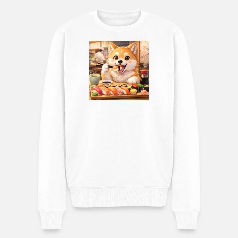 DogSushi - Männer Premium Bio Pullover - Weiß