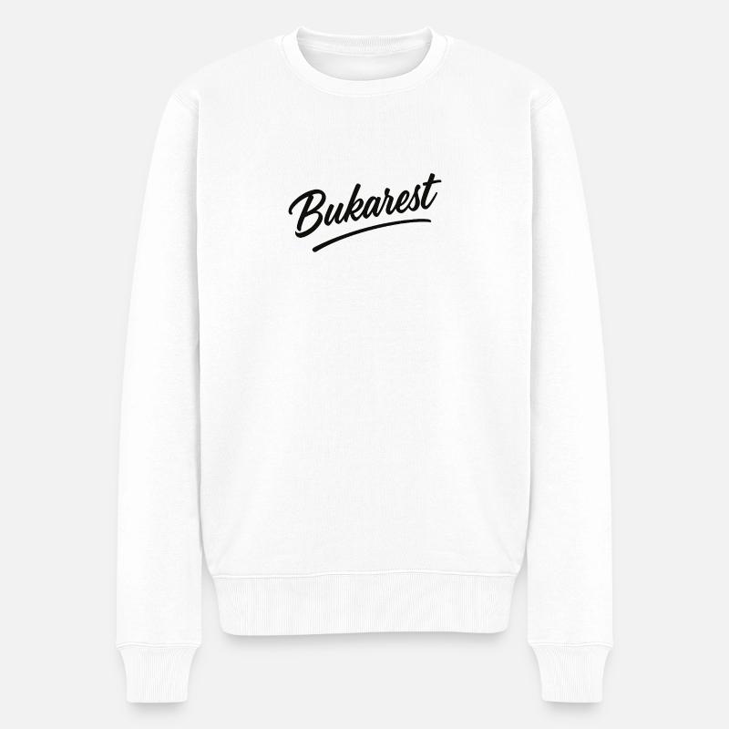 Logo vintage en écriture de Bucarest - Pull Premium bio Homme - blanc