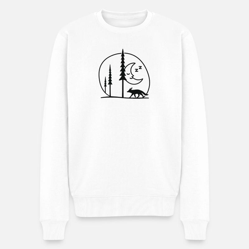 Mondnächtliche Fuchs-Wald Silhouette Fans geschenk - Männer Premium Bio Pullover - Weiß