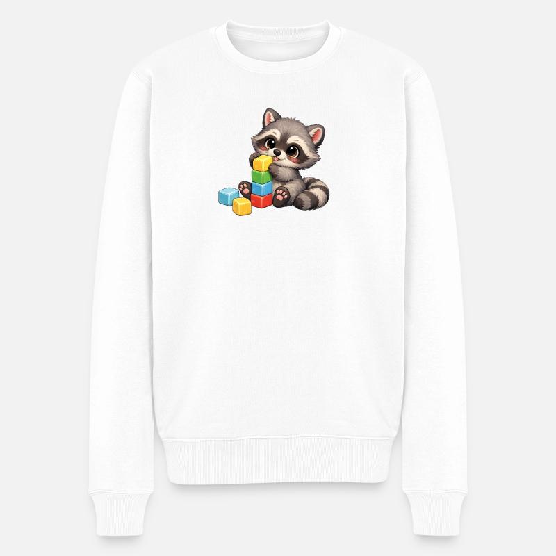 Baby Oskar mit Bauklötzen - Männer Premium Bio Pullover - Weiß