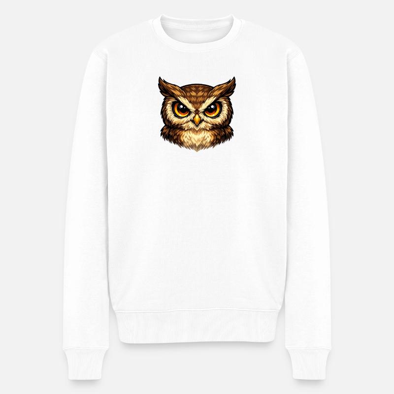 Wilde Nachteule - Männer Premium Bio Pullover - Weiß