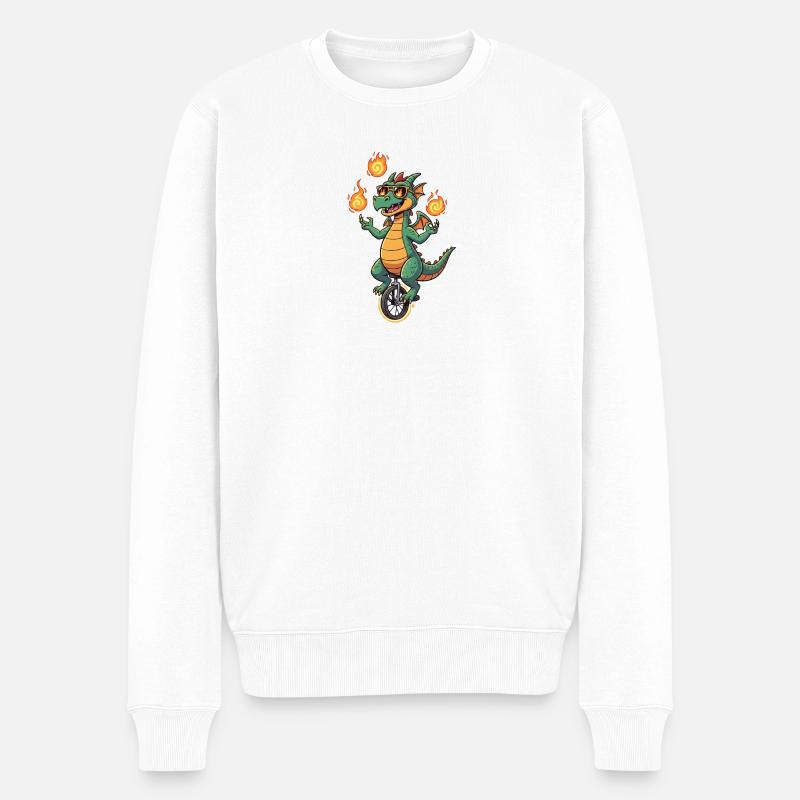 Feuerbläser auf Einrad - Männer Premium Bio Pullover - Weiß