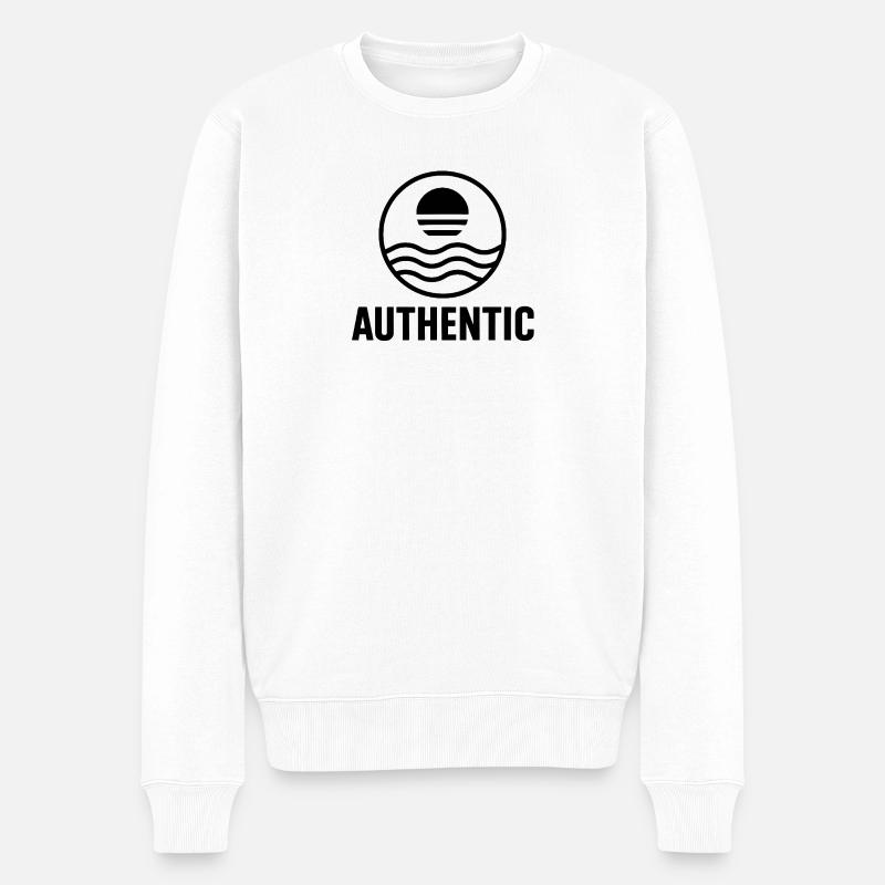 Authentic Sonnenkreis Wellenlogo - Männer Premium Bio Pullover - Weiß