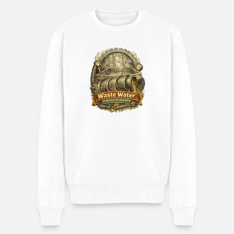 Waste Water Service-Techniker Steampunk - Männer Premium Bio Pullover - Weiß