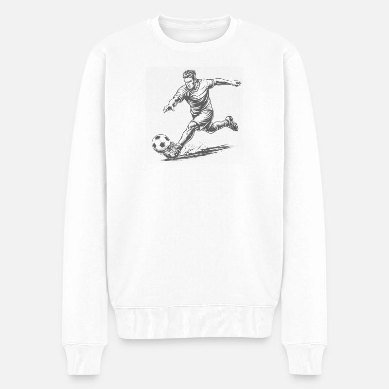 Footballeur dynamique dans le style comique - Pull Premium bio Homme - blanc