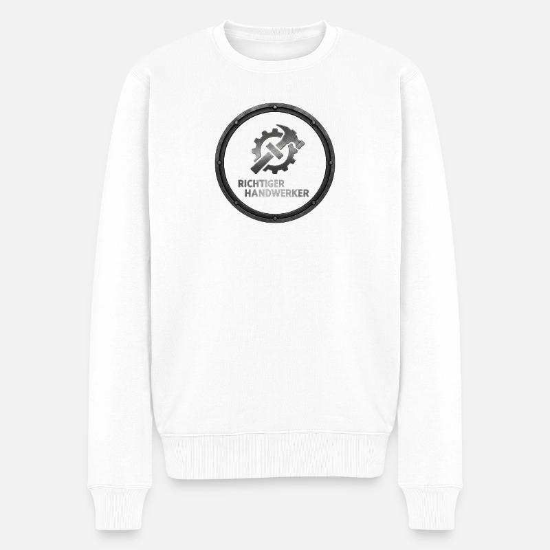 Richtiger Handwerker Logo Metall - Männer Premium Bio Pullover - Weiß
