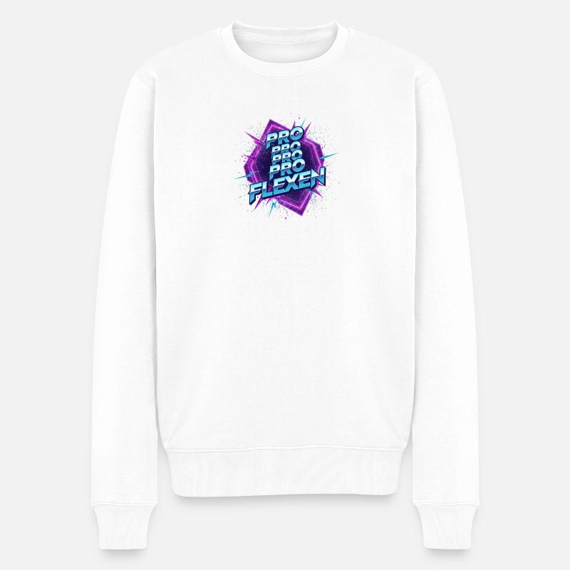 Neon Retro ProFlexen - Männer Premium Bio Pullover - Weiß