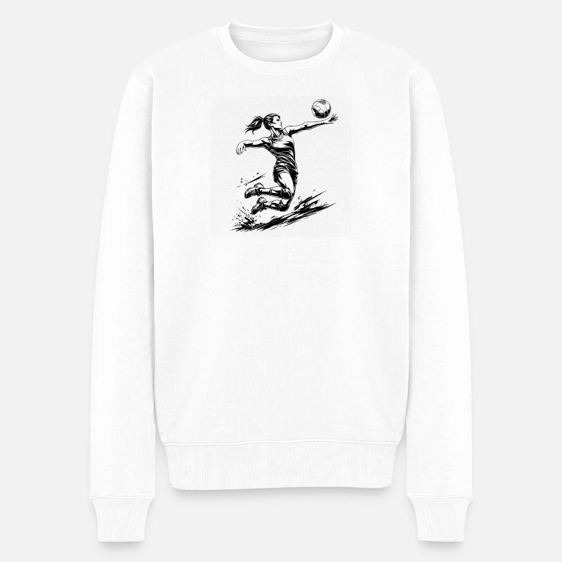 Puissance de volley-ball – Joueuse dynamique - Pull Premium bio Homme - blanc