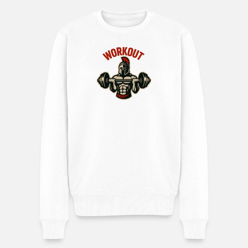 Gladiator-Hantel-Workout - Männer Premium Bio Pullover - Weiß