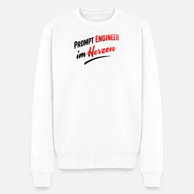 Prompt Engineer im Herzen  - Männer Premium Bio Pullover - Weiß